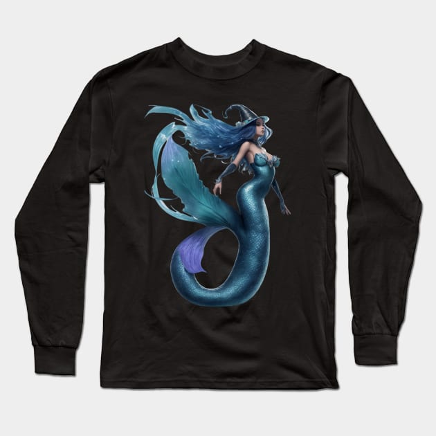 Mermaid Dark Fairy of the Merfolk Sea Long Sleeve T-Shirt by MGRCLimon